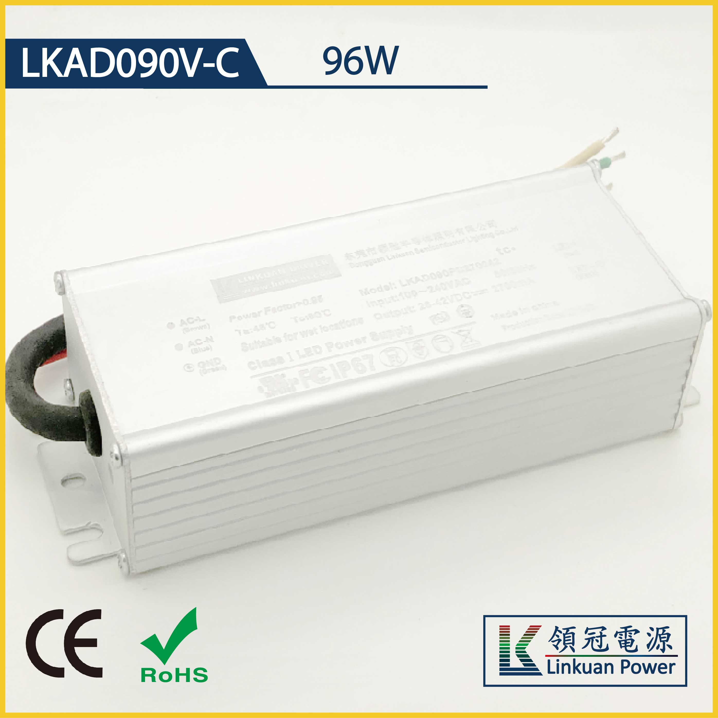 LKAD090V-C 96W 12/24V 8000/4500mA 0-10V Dimming LED drivers