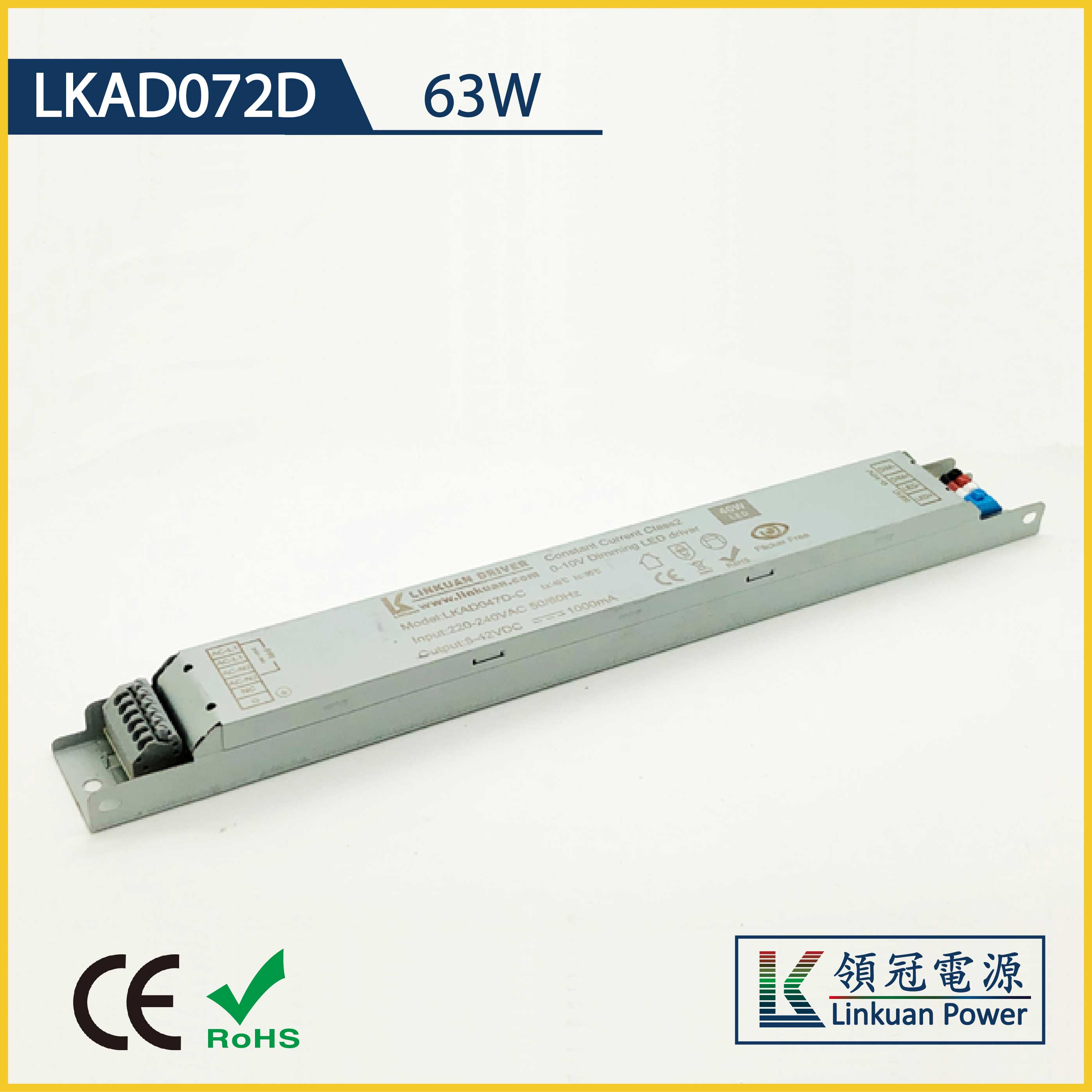 LKAD072D 63W 25-42V 1500mA Linear Lamp triac dimmable led driver